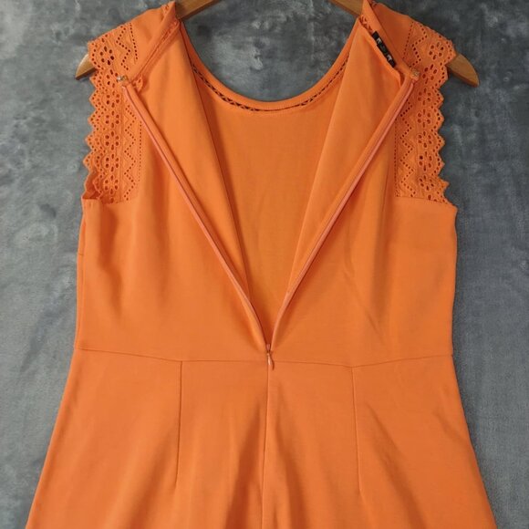 Sleeveless Talbots SP‎ Small Petite Fit Orange Dress with Crochet Accents Cotton - Picture 5 of 9
